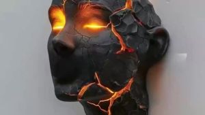 Đèn Tường LED Thiết Kế Lava Đen Điêu Khắc Hình Người Bị Vỡ Phong Cách Gothic Hiện Đại Trang Trí Nhà Cửa Màu Cam Đèn Tường Nứt Phát Sáng Tích Hợp Sẵn Nguồn.
