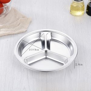 Thickened Stainless Steel Four-Compartment Lunch Plate Childrens School Lunch Tray European Style Hand-Painted Dinnerware