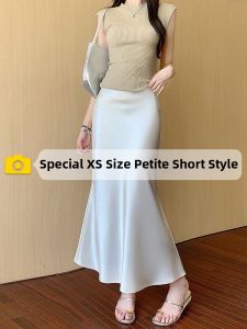 ZIYAN | Icy Silk Satin Fishtail Skirt High Waist A-line Midi Pencil Skirt