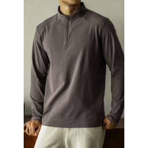 UBV | Lightweight Quick-Dry Half-Zip Stand Collar Long Sleeve T-Shirt