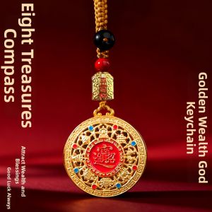 PINZHIJUSHI | Yellow God of Wealth Eight Treasure Compass Keychain Pendant