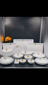 GoldenHorse Gold ตราโกลด์เด้น ฮอร์ส ชุดจานชามเมลามีนแท้ 100% ทรงญี่ปุ่น ( สีดำ/สีขาว )