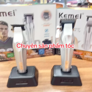 Kemei Tông Đơ Cắt Tóc Cao Cấp 1798 - Pin 3000mAh Công Suất Lớn 9100 Vòng 2 Chế Độ Tăng Tốc Màn Hình LCD Bộ Sạc USB Lưỡi Thép Cacbon Chuyên Fade Tặng 6 Cữ Cắt Dầu Tra Máy Chổi Vệ Sinh Hộp Cứng