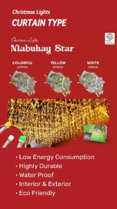 Mabuhay Star Curtain Style Christmas Light Water Proof- 100L Ice Bar LED 5M Length 3 Colors - Indoor/Outdoor Decoration