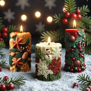 Christmas Cylinder Aroma Candle Silicone Mold DIY Christmas Snowflake Cute Candle Silicone Mold Christmas Party Decoration