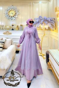 gamis shiner mix tille prmium edisi nurlela dress produk onr collection gamis viral 2024