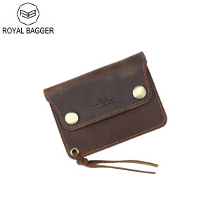 Royal Bagger New Purse Wallet kecil untuk lelaki Crazy Horse kulit Cowhide Vintage Coin Purses perniagaan lelaki pemegang kad Slim 1452