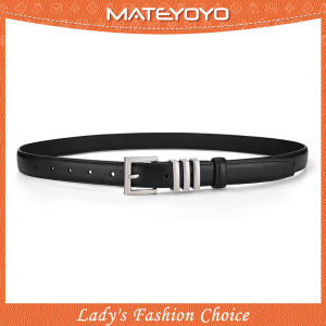 MATEYOYO Fashion Womens Belts Soft Cowhide Belt Casual Elegant Needle Buckle Design Adjustable Girls Ladies Belt Fashion Long Straps Waistbands Dress Coat Alloy Buckle Decorations
