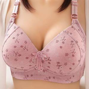 Pure Cotton Wireless Bra Thin Design Gathered Breastfeeding Friendly Comfortable Underwear for Women in plus Sizes