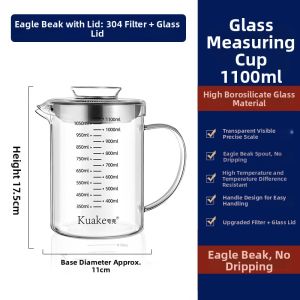 KuaKe | Microwave Safe Glass Measuring Cup With Pour Spout Food Grade