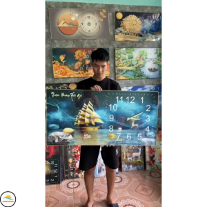 Đồng hồ tranh Mã Đáo Thanh Công treo phong thủy mang tài lộc may mắn Tranh Đồng Hồ Tráng gương treo Tếtquà tặng