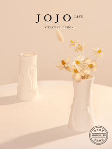Modern White Ceramic Flower Vase Nordic Style Dry Flower Bouquet Holder Home Decorations Living Room Small Flower Pot