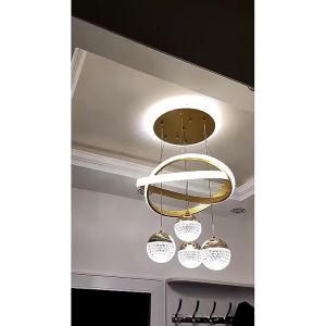 Lampu Gantung Minimalis Kristal 72W Mewah Led 3 Warna 40CM Rings