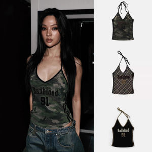 Stylish Short Biker Vest Womens Slim Fit Streetwear Outerwear Hot Girl Neck Hanging Design Fashionable Summer Top