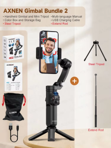 AXNEN | M02 AXNEN 3-Axis Anti-shake Handheld Gimbal Stabilizer AI Tracking for iPhone Android Mobile Phone Vlog Optional Extension Rod