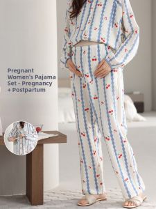 MiiOW | Pure Cotton Breathable Maternity Sleep Pants Womens Summer Long Home Pants Comfortable Mid Waist Casual Cotton Trousers