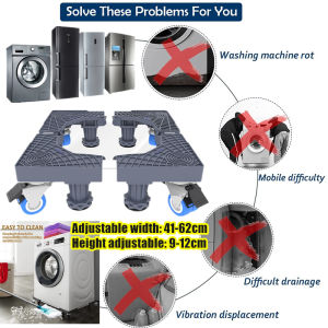 Washing Machine Stand Adjustable Wheel Base Fridge Stand Refrigerator Movable Washer Holder Heavy Duty Leg Raiser Adjustable length / width /height waterproof and moisture-proof Movable Wheel Base Stand 洗衣机防水可移动支架 Stand Asas Boleh Bergerak