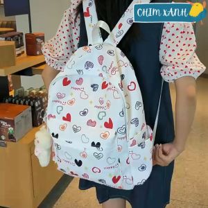 Balo đi học nữ balo du lịch nữ balo thời trang nữ họa tiết trái tim bông hoa xinh xắn cute màu sắc vui tươi nhiều ngăn chống nước CX08