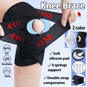 Knee Brace Support for Women & Men 3-Protection Adjustable Knee Brace Support Orthopedic Arthritis Knee Support Brace Immobilizer Breathable Compression Knee Support with Side Stabilizers for Knee Pain Basketball Stretch Running Hiking Ball Games Training