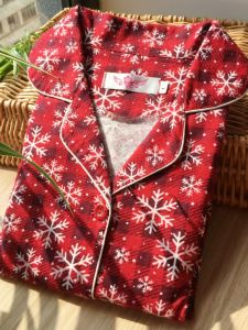 Cotton Flannel Home Clothes Set for Women Winter Warm Sleepwear Red Snowflake Pattern Lucky Year Red Color Spring Autumn Use