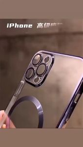 PREMIUM Soft Magsafe Chrome Case With Lensa Kamera iPhone 15 PRO MAX PLUS 14 PRO MAX PLUS 13 PRO MAX 12 PRO MAX 11 PRO MAX With Lens Camera Protector Protection Pelindung Kamera Wireless Charging Magnetic Aksesoris Magsafe Softcase Square Edge SILIKON