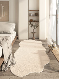 Japanese Wabi-Sabi Style Long Narrow Irregular Shaped Bedroom Carpet Minimalist Luxury Sensation Cloudlike Bedside Rug Modern Hybrid Material