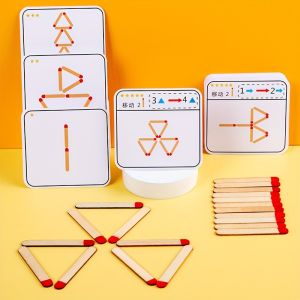 Childrens Wooden Matches Game Stick OU Math Logic Thinking Elementary School Teaching Aids Kindergarten Puzzle Toys