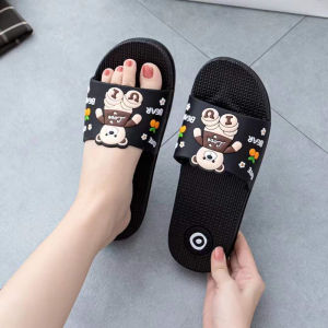 New Womens Indoor Outdoor Thick Heel Slippers Summer Cartoon Home Bathroom Anti-Slip Beach Plastic Sandals Internet Celebrity