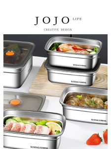 Food Grade 316 Stainless Steel Fresh Keeping Box Refrigerator Storage Container Leak Proof Long Rectangle Single Compartment