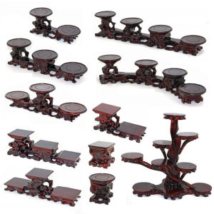 Ritual Altar Stand Tea Pot Purple Clay Pottery Stone Flower Vase Basin Decorative Carved Wooden Tray Chinese New Style Home Decor