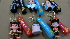 Nezha 2 Gantungan Kunci Kartun Nezha Aobing Lucu Gantungan Kunci Tas Sekolah Liontin Keychains