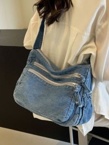 Large Capacity Denim Crossbody Tote Bag