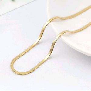 Kalung Belut Pipih Titanium Gold Rantai 45cm CXA12