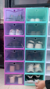 Shoe Box Storage Organizer Shoe Box Transparent Rack Shoe Cabinet With Cover lagayan Ng Sapatos COD