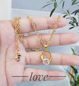 Kalung Xuping Liontin Bulat Permata Diamond Cantik Terbaru 718ac