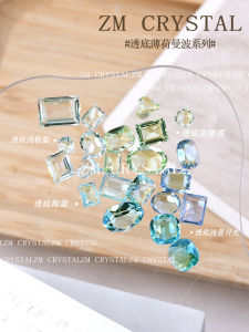 K9 New Ultra-Shiny Transparent Green Nail Drills Mint Wave Nail Art Decorations Sharp Bottom Diamond Sugar Cube Nail Accessories