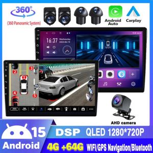 Evean 4G+64G Car Radio Android Car Player 4Core 2Din Android15 QLED Touch Screen Android Headunit Bluetooth Multimedia Player Wifi GPS 360 Camera Dashcam