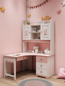 Desk Childrens Bookcase Integrated Study Table Small Apartment Girl Bedroom Corner Computer Desk 1 M Corner 1.2 Household