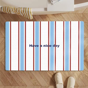 VIKAMA Retro Striped Bathroom Mat Water-Absorbent & Quick-Drying Door Mat for Bathroom Anti-Slip Kitchen Rug Home Decor