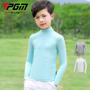 PGM Golf summer Ice silk sun uv protection Boy Girl kid long sleeved solid bottoming shirt with sweat absorption function YF137