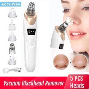 AccuWay USB Rechargeable Vacuum Suction Blackhead Remover Facial Pore Cleaner 3 Speed Electric Blackhead Acne Comedo Extractor Machine 3 Levels Suction with 5 Beauty Probes- Safest Beauty Instrument