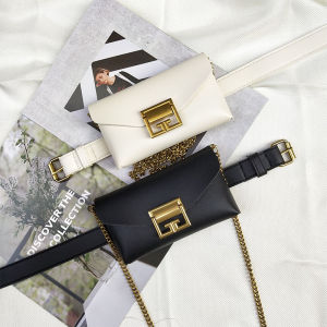 New 2025 Womens Fashionable Streetwear Mobile Phone Waist Bag Chain Crossbody Bag Casual Lock Buckle Soft PU Leather Purse