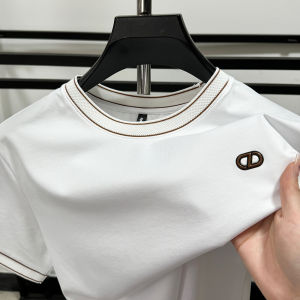 Casual round Neck Short Sleeve T-Shirt Mens Summer Fashion Urban Breathable Cotton Polyester Blend Basic Versatile Base Layer Shirt