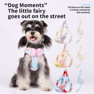 Mojioo สายจูงสุนัขแบบ H ระบายอากาศได้แบบไม่ดึงสายจูงสุนัข & สายจูง-Easy On/ปิดพร้อมห่วงและที่จับหน้าอกดีไซน์ป้องกันการหนีพร้อมตัวหนีบฝึกหัดและที่ใส่กระเป๋าอึ