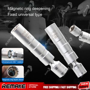 Spark Plug Socket Wrench Ultra-thin Labor-saving Good Hardness 12-Point 14mm/16mm Magnetic Spark Plug Removal Tool Swivel Extension for Car