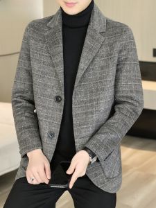 HENGYUANXIANG | Double-Sided Woolen Mens Casual Suit Warm Fashionable City Style Polyester Fiber 46.8% Wool 39.7% Other Materials 7.3%