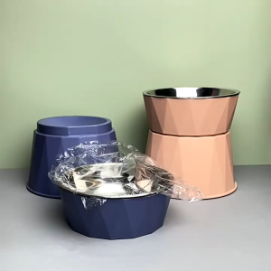 Pet Cat Bowl High Foot Dog Bowl Neck Protector Cat Pet Food Water Bowl Stainless Steel Dual-Use Pet Feeder Bowl Non-Slip