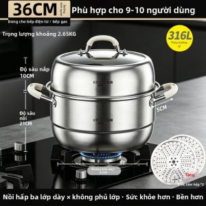 RONGCHUAN | Nồi Hấp Inox 316L Chất Lượng Thực Phẩm Dày Đặc Biệt Cho Nấu Hấp