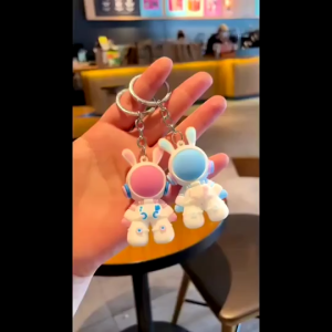5PCS Cute Astronaut Space Rabbit Keychain 3D Doll Pendant for Couple Backpack Bag Decoration Gift