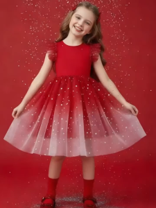 Kids Paradise Princess Dress Party Dress Girl Sleeveless Lace Ruffles Tulle Dress for Kids Girls 4-8 Years Old
